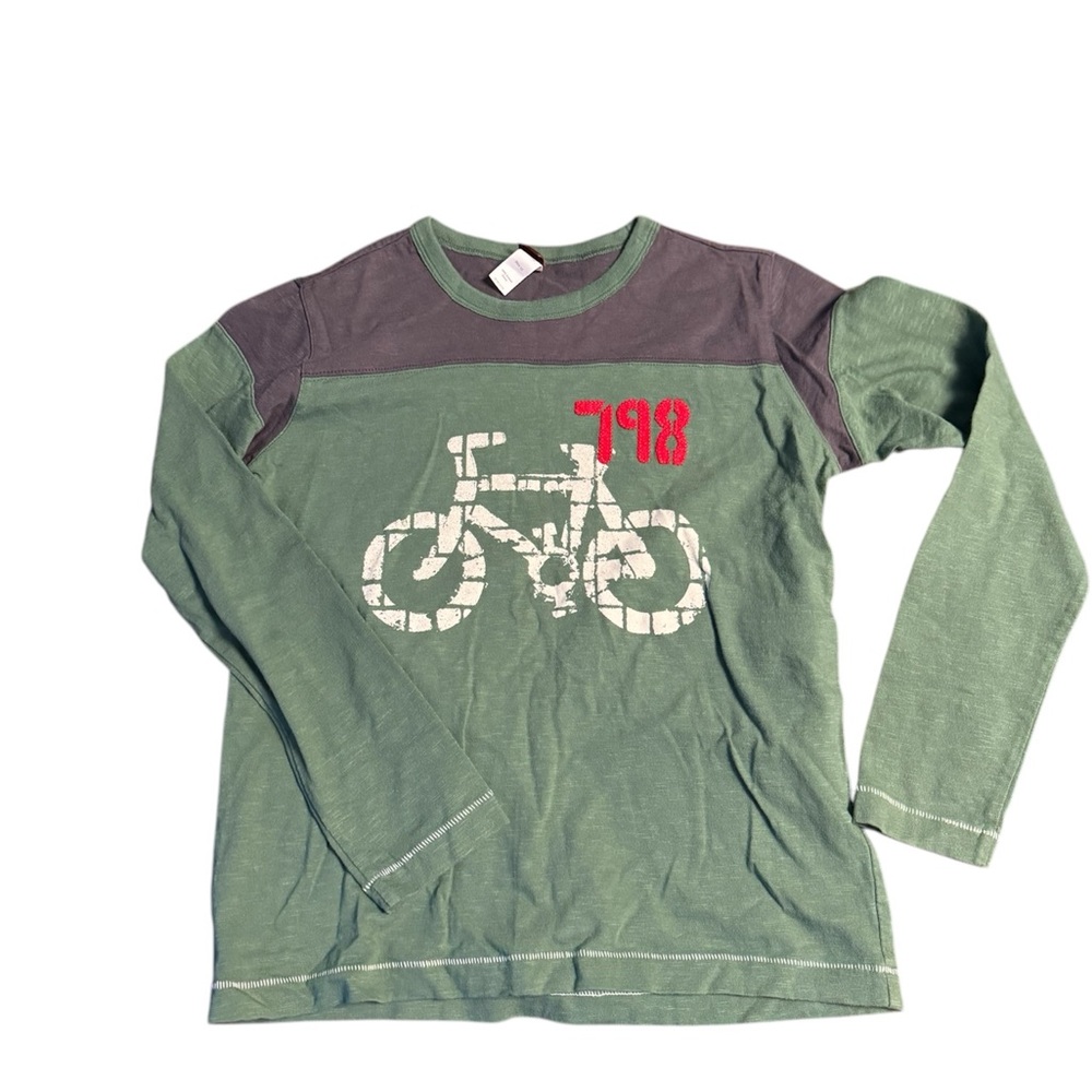 Kids Green Bicycle Graphic Long Sleeve Shirt